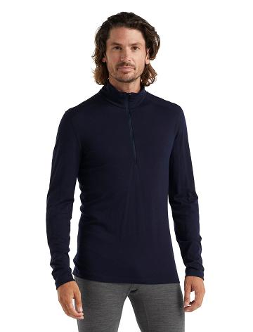 Men's Icebreaker Merino 200 Oasis Long Sleeve Half Zip Thermal Top Base Layers Midnight Navy | CA 1588FDNM